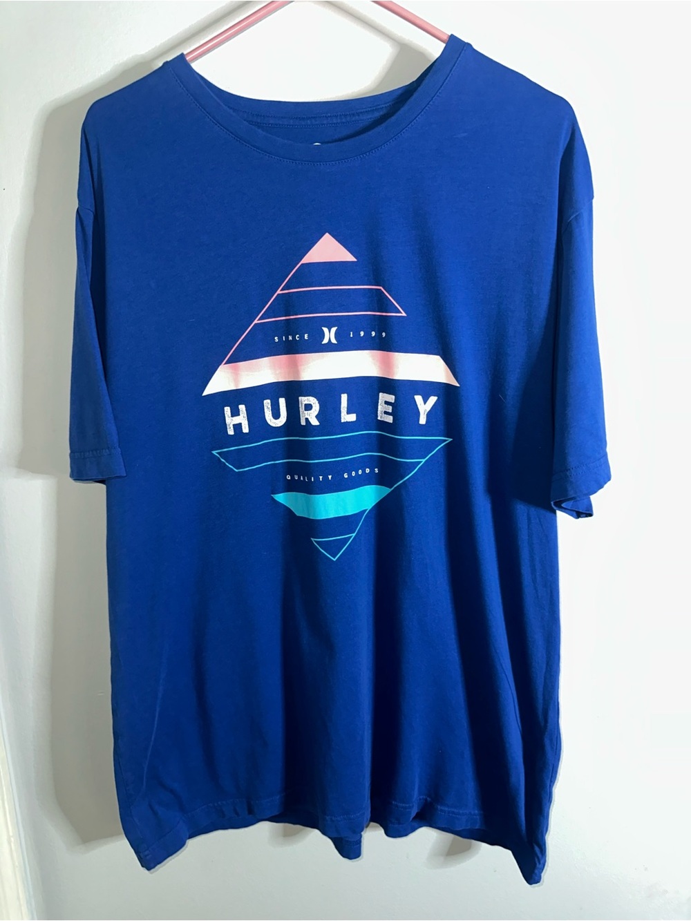 Hurley Men’s XL Blue Graphic T-Shirt Short Sleeve Cotton Surf Skate Logo